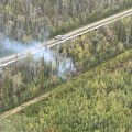 Pipeline Fire (#412) burning near Glennallen in DOF's Copper River Area on Wednesday, August 7. DOF engines, DOF helitack, Alyeska Pipeline water tender, and Copper Valley Electric responded to suppress the fire.