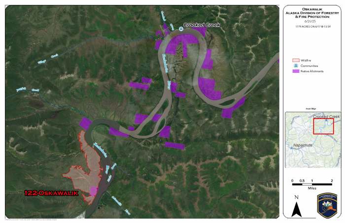 A map of the Oskawalik fire