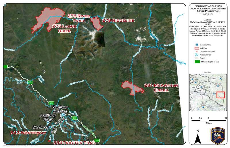 Map with fire perimeters and satellite imagery