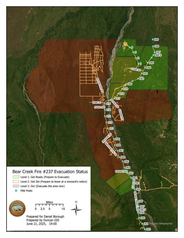 map with evacuation zones along highway 3 with satellite imagery 