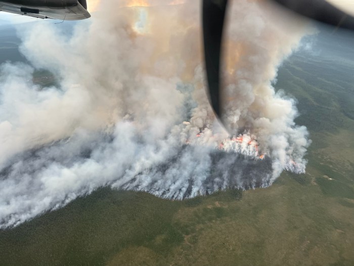 Kechumstuk Fire burning in black spruce and tundra 15 miles west of Chicken