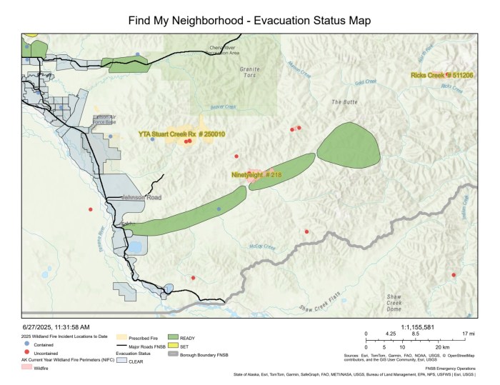 Level 1 Evacuation Map for the Ninetyeight Fire, released June 27