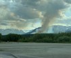 Smoke from the Nelchina Glacier Fire rises in front of the Nelchina Glacier.