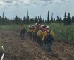 The Denali Fire Module hikes along the completed masticator line along their hose lay.