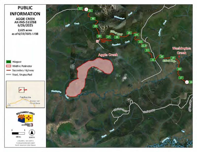 Public information map of Aggie Creek fire
