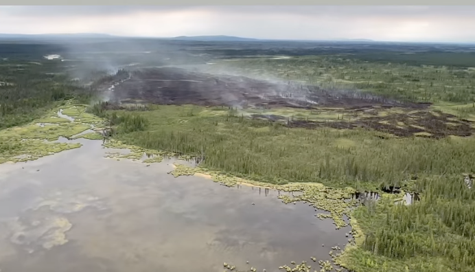 Smoky Conditions on the Tractor Trail Fire near Tok 06/25/25