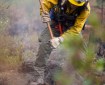 A firefighter working a heat found on the Nelchina Glacier Fire