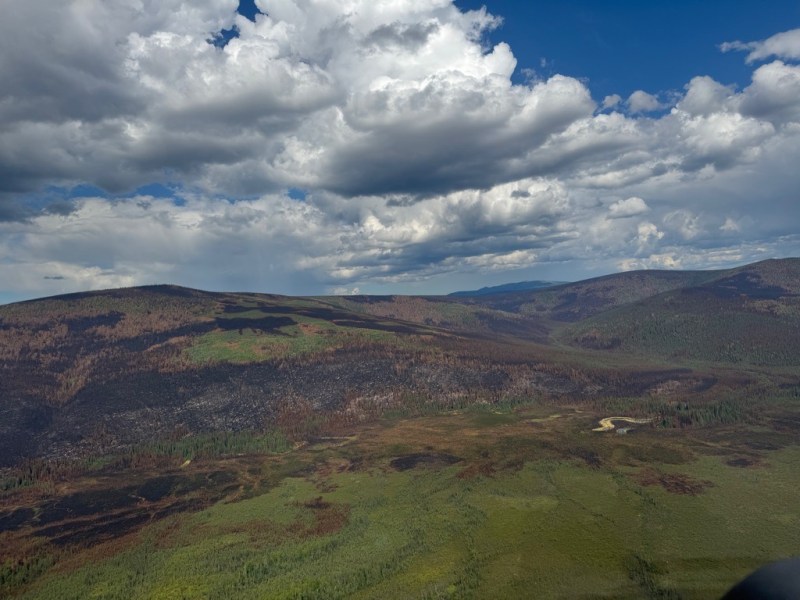 landscape of burn scar on the Himalaya Road, Aggie Creek, and Obrien Fires.
