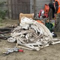 A pile of used fire hose.