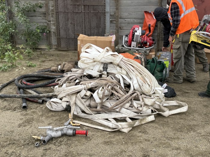 A pile of used fire hose.