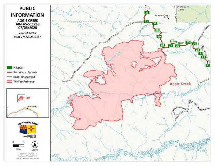 A map of the aggie creek fire