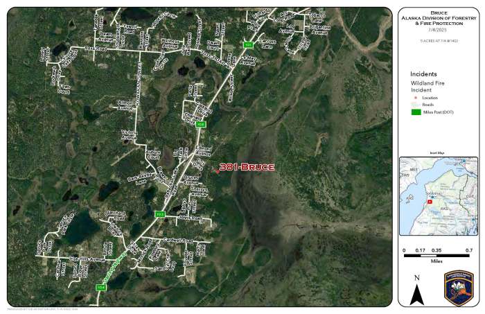 Map showing Bruce Fire