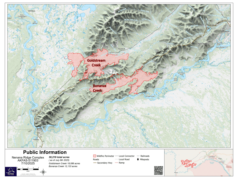 A public information map of the Nenana Ridge Complex