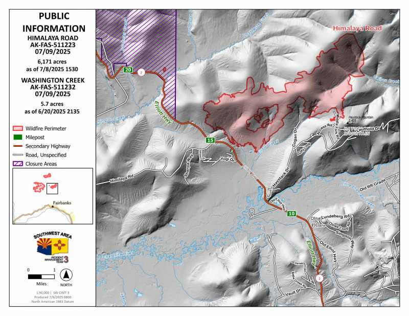 Map of the Himalaya Road Fire area. 