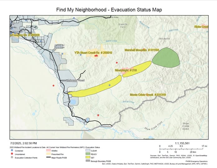 Evacuation map for Salcha River Corridor