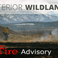 Graphic showing the US Wildland Fire masthead over a photo of a firefighter using a drip torch to light grass on fire with a mountain range in the background. Text reads prescribed burn advisory.
