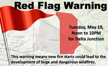 This graphic is for a Red Flag Warning in Delta Junction on Tuesday, May 19, Noon til 10PM