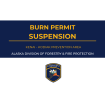 A graphic displaying a Burn Permit suspension for Kenai - Kodiak Prevention Area.