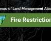 Decorative graphic annotating fire restrictions announcement.