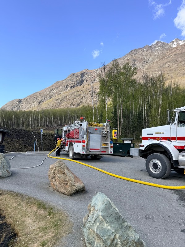Cooperating fire department Butte Fire assist suppression efforts by providing water.