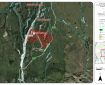 Map showing the location of wildland fires and an evacuation area.