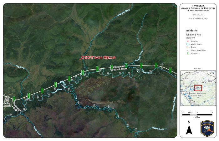 Map showing the location of a wildland fire.