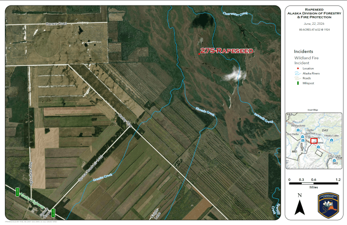 Map of Rapeseed Fire (#275) located east of Delta Junction