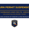 Burn suspension graphic for the Fairbanks and Delta Areas, including Salcha and the Railbelt