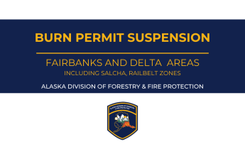 Burn suspension graphic for the Fairbanks and Delta Areas, including Salcha and the Railbelt