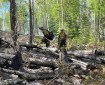 Firefighters constructing saw line around the Grandview fire perimeter.