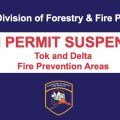Graphic announcing Burn Permit suspensions.