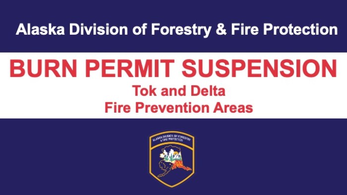 Graphic announcing Burn Permit suspensions.