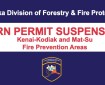 Graphic announcing Burn Permit suspensions.