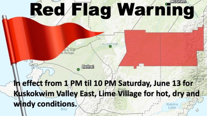 This graphic is for a Red Flag Warning in Southwest Alaska.