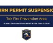 Graphic announcing the suspension of Burn Permits.