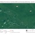 Map of Sozhekla Fire, approximately 10 miles northeast of Allakaket, and Henshaw fire, approximately 7 miles southeast of Sozhekla Fire.