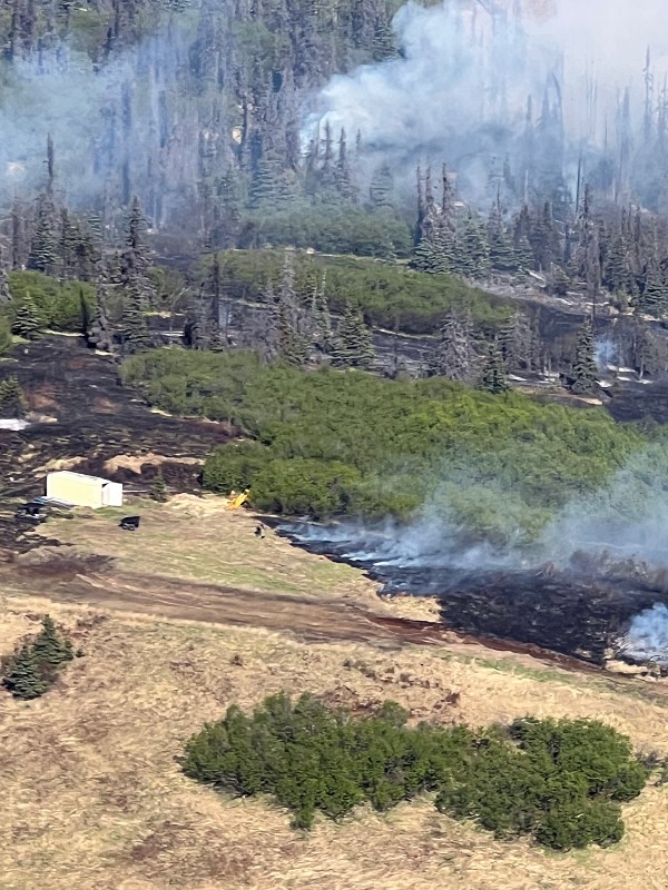 Aerial photo of wildland fire.