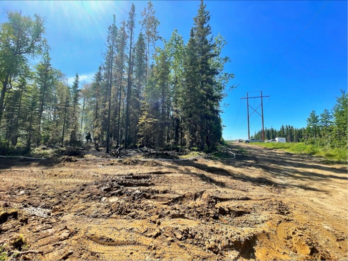 Intersection of powerline corridor and dozer line on Grandview Fire.