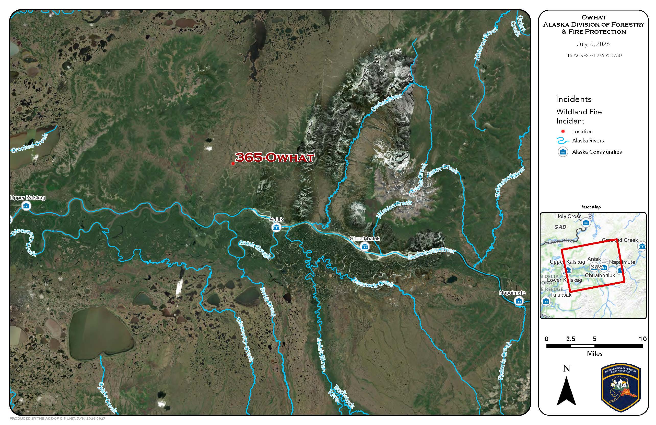 FIRE 　ファイアー・アイランド New fire near Aniak, minimal fire activity this morning – Alaska