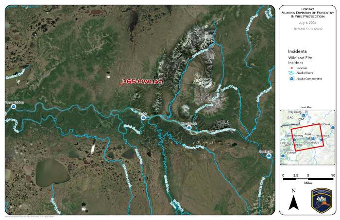 image of Owhat fire in proximity to Aniak