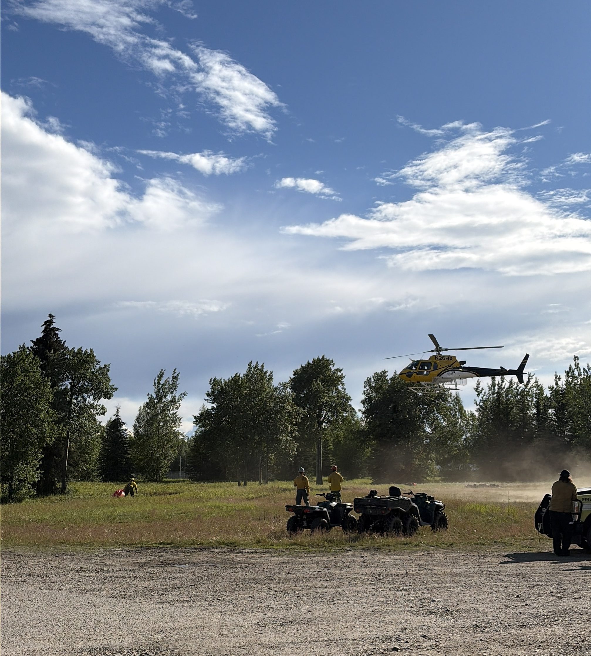Delta Area Forestry Helitack landing at Pleasant Valley Staging for the Anaconda Fire (#361) PC:DFFP