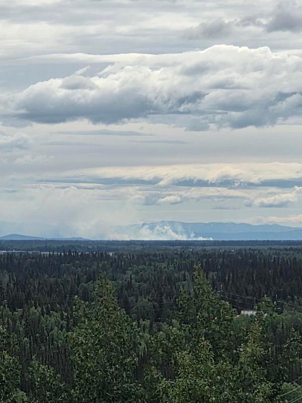 Smoke from the Tatlanika Fire is visible from University Alaska Fairbanks on July 8th 2026