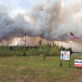 Smoke billows from the Mukluk Fire outside the Tok Forestry & Fire Protection office. August 17th.